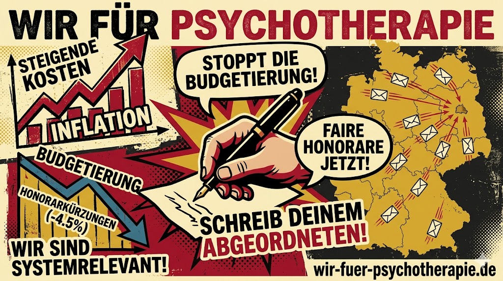 Schluss mit der Abwertung! Faire Honorare für Psychotherapie. Werde aktiv: Schreib deinem Abgeordneten mit nur 4 Klicks!